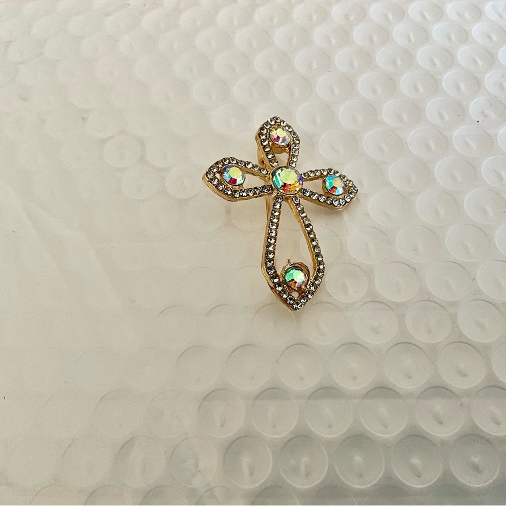 Crystal Brooch Pin Cross